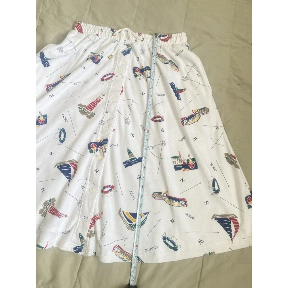 90s White Stag Nautical Midi Skirt Coquette Coastal Grandma Medium Novelty VTG